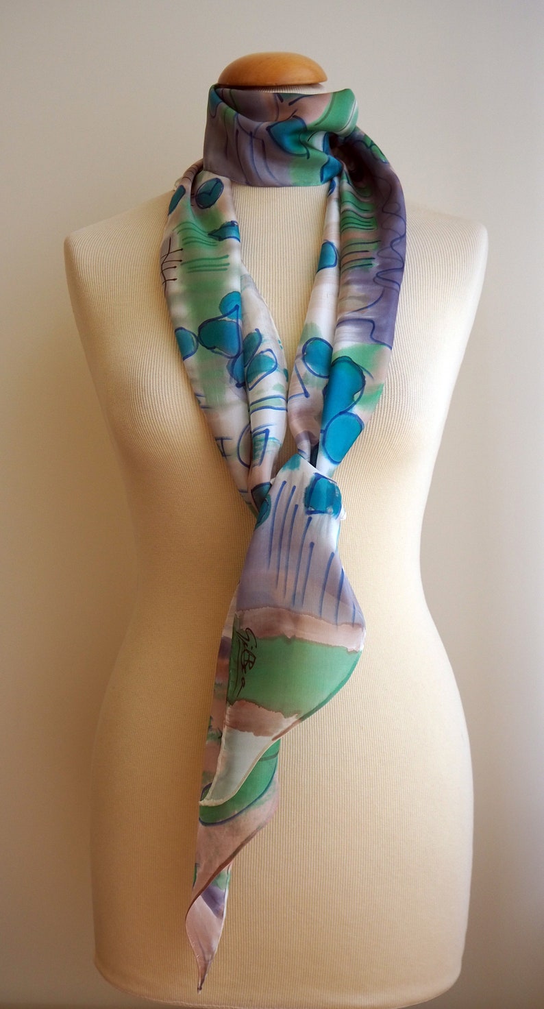 Hand Painted Silk Scarf/Colorful silk/Ready to be shipped/Silk Scarf for Woman/ Unique gift/ 78x7.8in-200x20cm/ Christmas gift/ Gifts for me zdjęcie 8