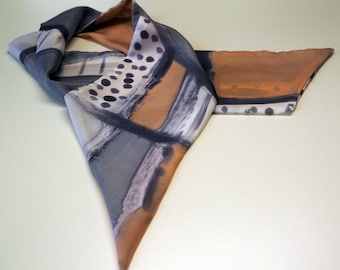 Handpainted Silk Scarf / Woman Silk Scarf / Double-layer hand painted silk scarf / Ready to be shipped / Gifts for her 120x15 cm