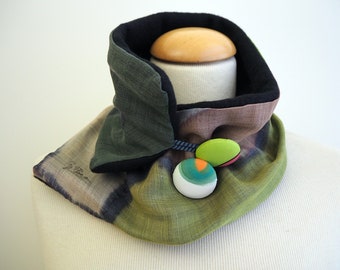 Met de hand geschilderde Silk & Wool Neck Warmer-70x14 cm. Klaar om te worden verzonden/ Uniek cadeau voor vrouwen