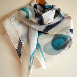 Hand Painted Silk Scarf/Abstract Silk Scarf/Gifts for her/Ready to be shipped/36x36in-90x90cm/Gifts for me/Christmas gifts/Original gift