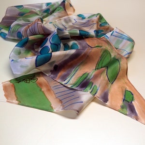 Hand Painted Silk Scarf/Colorful silk/Ready to be shipped/Silk Scarf for Woman/ Unique gift/ 78x7.8in-200x20cm/ Christmas gift/ Gifts for me zdjęcie 5