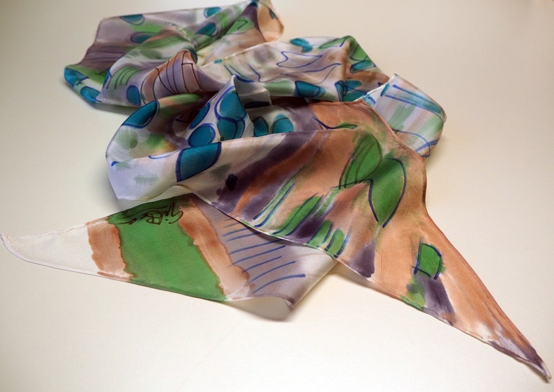 Hand Painted Silk Scarf/Colorful silk/Ready to be shipped/Silk Scarf for Woman/ Unique gift/ 78x7.8in-200x20cm/ Christmas gift/ Gifts for me zdjęcie 5