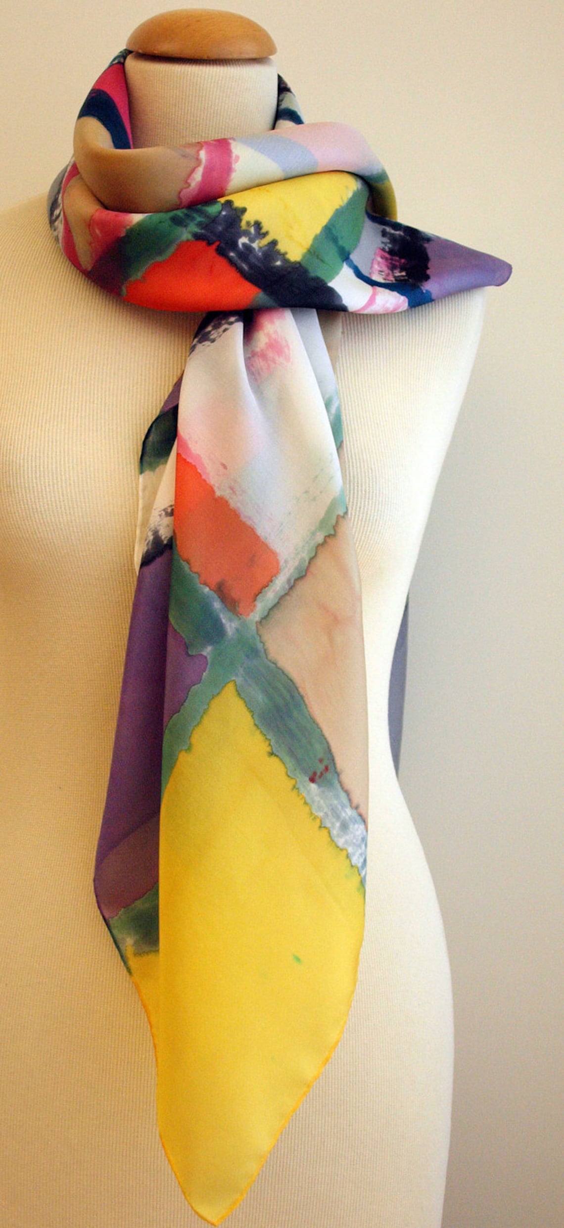 Silk scarf Handpainted 43.3x43.3in. Hand Painted square Silk Etsy