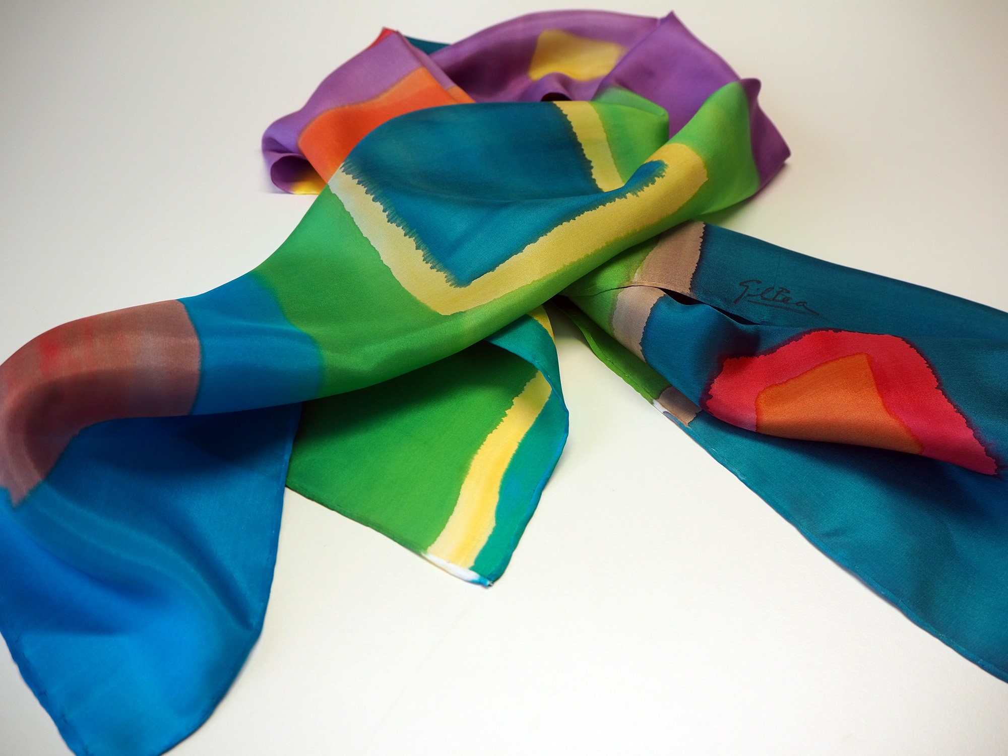Hand Painted Silk Scarf/ Style Rothko Silk Scarf / Ready to Be - Etsy