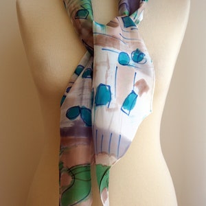 Hand Painted Silk Scarf/Colorful silk/Ready to be shipped/Silk Scarf for Woman/ Unique gift/ 78x7.8in-200x20cm/ Christmas gift/ Gifts for me zdjęcie 4