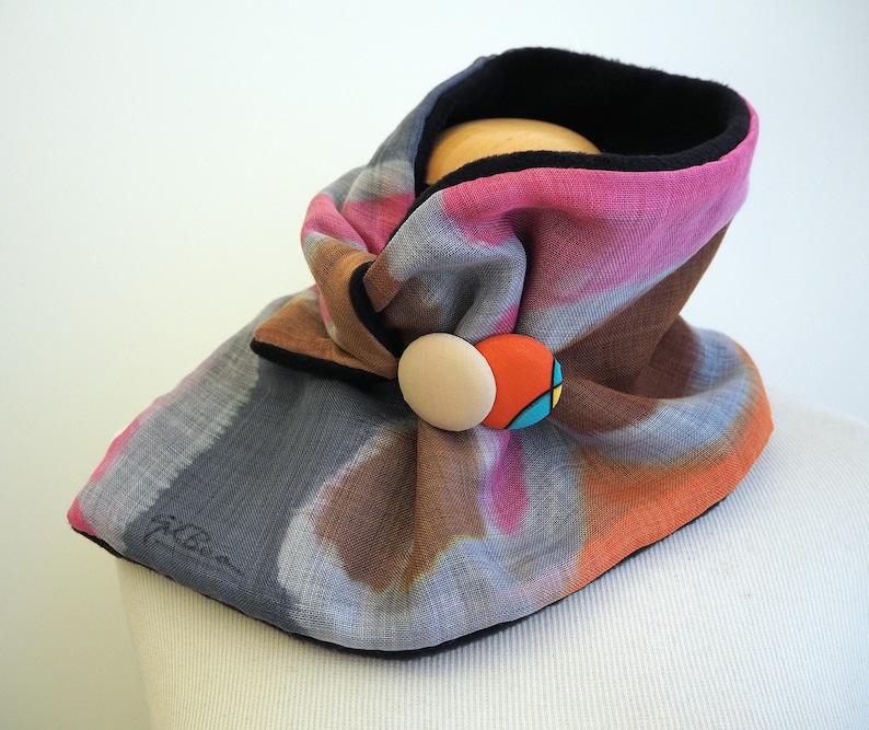 Hand Painted Silk & Wool Neck Warmer / 72x18 Cm / 28x7 In/ Etsy Australia