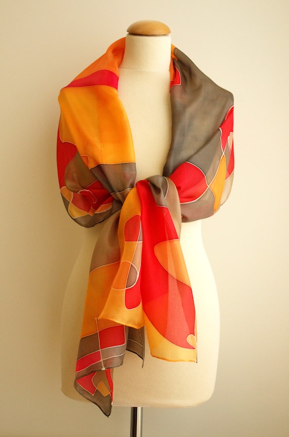 Hand Painted Silk Scarf.Silk Scarf.Hand Painted Silk Etsy