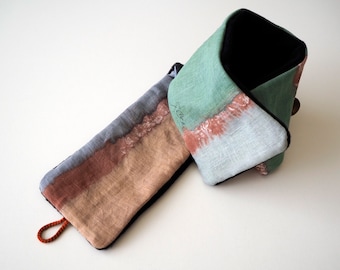 140 Hand painted Linen & Cotton/ Neck Warmer-Fleece/ 32x9 cm/ Ideas for her/ Scarf neck warmer/ Handpainted/ Birthday gift