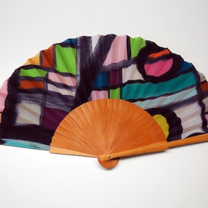Soie main en soie peinte à la main-mariage main fan-cadeaux-demoiselles d'honneur-cadeau pour femme-cadeau pour maman-femme-case cuir