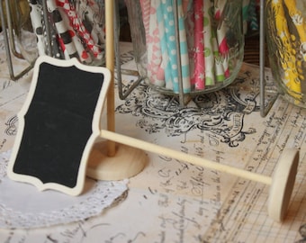 Chalkboard Scroll Stand - Blackboard natural wood