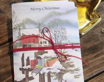 December Daily Journal-Created from Vintage Holiday Card-Merry Christmas Journal- Junk Journal