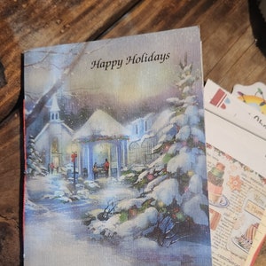 Happy Holidays December Daily Journal-Created from Vintage Holiday Card-Christmas Journal- Junk Journal