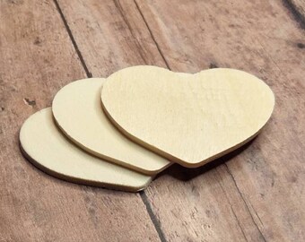 Wooden blanks -- set of 6 -- clothing tag,  heart, unfinished wood