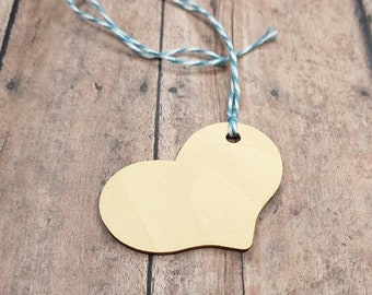 Wooden Heart tags - set of 6 - gift tags - wedding -  baby shower - natural wood hearts