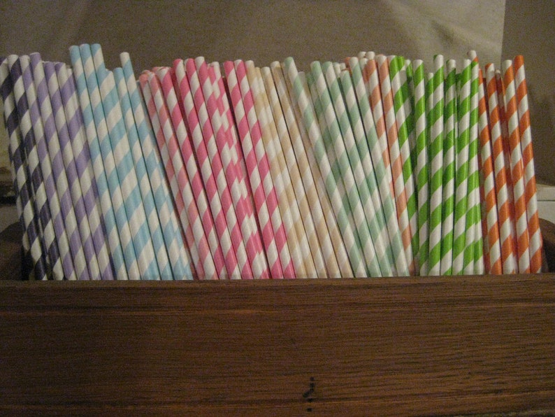 30 Pastel Rainbow Party Straws Paper Straws Beach Etsy