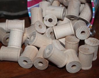 Wooden Spools,  1" X 3/4", thread bobbins, twine reel, fiber spool, sewing spool, vintage style, washi spool, unfinished wood