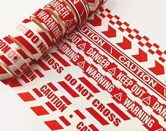 Caution Tape Washi Sample -- Crime Scene -- choose one or set of 8 -- 24 inch -- red white caution, do not enter, danger Halloween, Horror