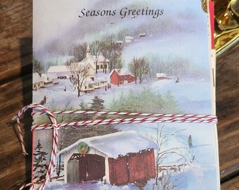 Seasons Greetings December Daily Journal-Created from Vintage Holiday Card-Christmas Journal- Junk Journal