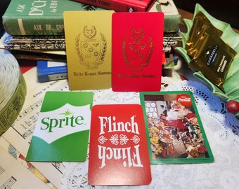 Playing Cards in Christmas Colors Red, Green, Gold - Santa, Sprite