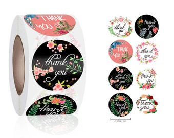 Thank You stickers, order packaging supplies 1 inch Small Business Supplies, Flowers floral