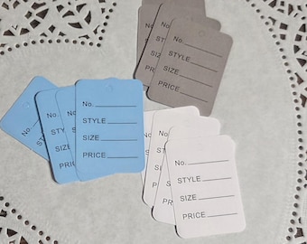 Ephemera Tags - junk journal supplies - ephemera - Blue Gray white, winter theme - paper crafting - embellishments mixed media 12 tags