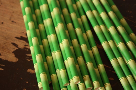 25 Bamboo Print Paper Straws -- Il_570xn