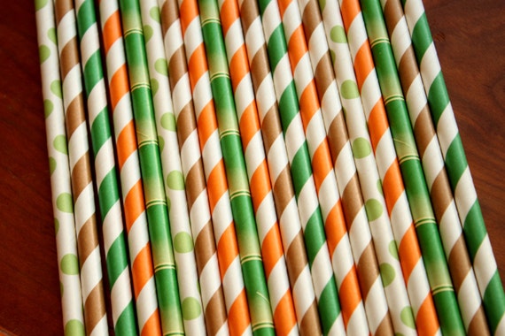 Jungle Straws, Brown Party, Green Birthday, Orange Drinking, Bamboo Paper, Safari Birthday, Boy Shower, African Wedding, Tribal reception Il_570xn