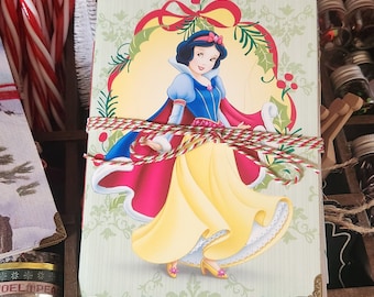 December Daily Journal-Created from Vintage Princess Holiday Card-Christmas Journal- Junk Journal