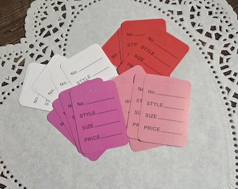 Ephemera Tags - junk journal supplies - ephemera - Red pink white - paper crafting - embellishments mixed media 16 tags