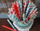 Red Aqua Straws, Christmas Theme, Winter Party, Dr Suess, Paper Straws, Circus Birthday, Cat in the Hat, Red Baby Shower, Blue Wedding,  Dot