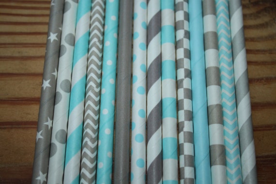 30 Elsa Frozen Party Straws, blue, grey, gray, winter frozen, princess Olaf Il_570xn