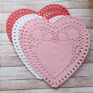 Heart Paper Doily Bundle/pink/red/hot pink/white/Junk Journal/Lace Doily/various sizes/Valentine set image 4