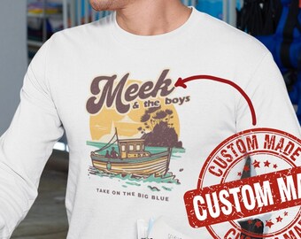 Anpassbares Angelshirt „Meek and the Boys Take on the Big Blue“ – perfekt für den Vatertag und Outdoor-Enthusiasten