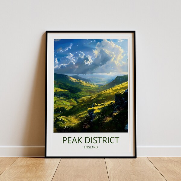 Peak District England Wall Poster Print – Wall Art, National Park Travel Print, Artwork, Wedding gift, Birthday present, Personalised Gift