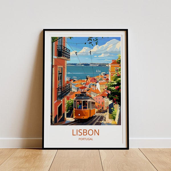 Lisbon Portugal Wall Poster Print – Wall Art, Lisbon Travel Print, Artwork, Wedding gift, Birthday present, Personalised Gift