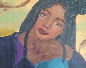 Portrait d'une femme noire avec des tresses