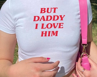 Ma papà lo amo Crop Top HS Inspired Baby Tee Donna Ragazza Graphic Tees Estate Streetwear Top Silm Fit T-shirt Donna