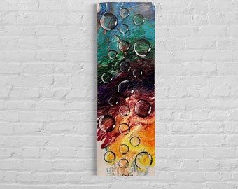 Regenboogkleuren 3D Waterdruppels Vloeibaar Acrylschilderen