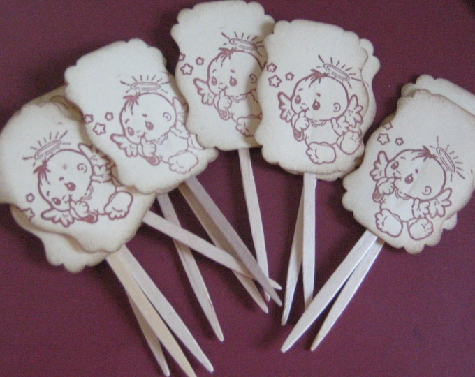 12 Baby Angel Cupcake Toppers Etsy