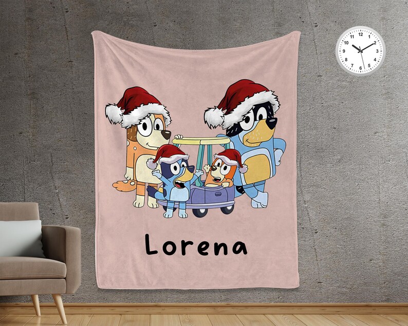 Custom Name Bluey Baby Blanket, Personalized Baby Blanket, Birthday