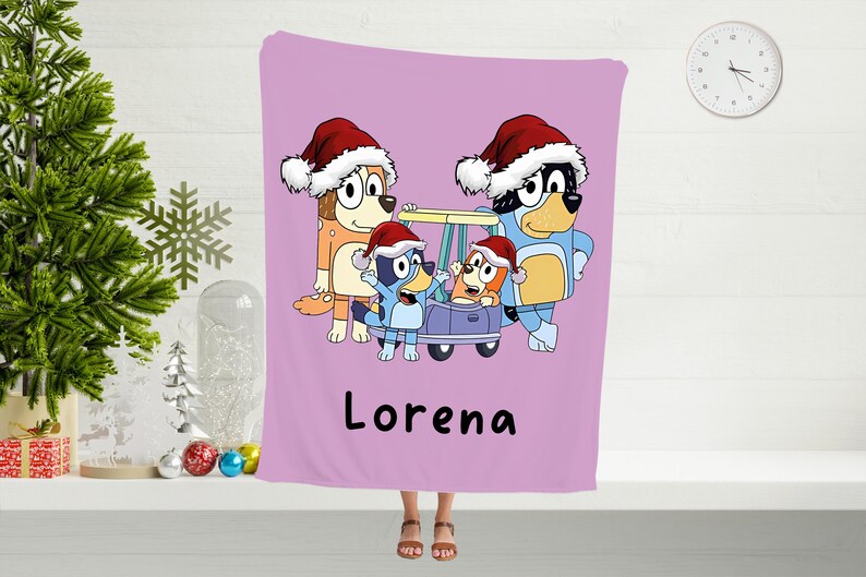 Custom Name Bluey Baby Blanket, Personalized Baby Blanket, Birthday