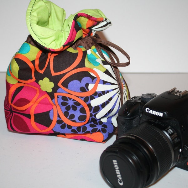 Digital Slr Camera Bag Dslr camera Bag insert Camera Coozy with Drawstring for purse Flower Shower Womens Small Size XcessRize Designs