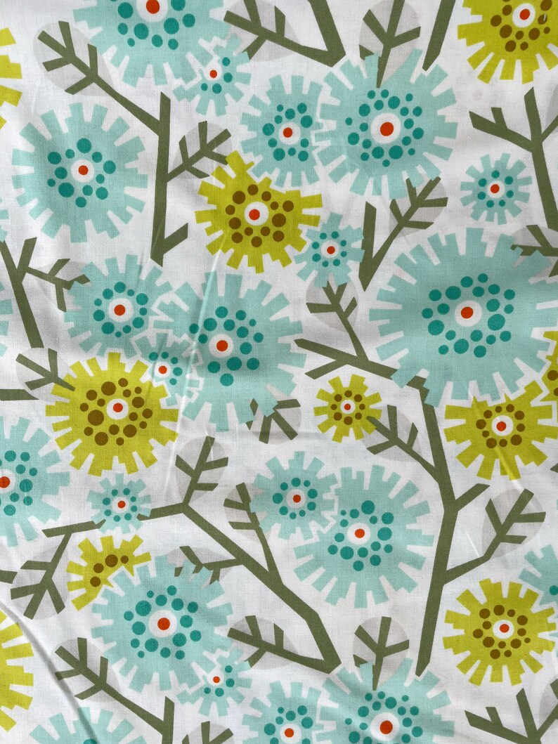 Heather Bailey Fabric by the 1/2 yard Clementine Dandybloom Aqua PWHB051 FREE SHIPPING OOP image 1