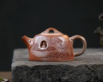 Yixing Zisha Teapot [Dunwu Damo] 295ml (Gift Box/Certificate Included) [YIQIN TEAWARE]