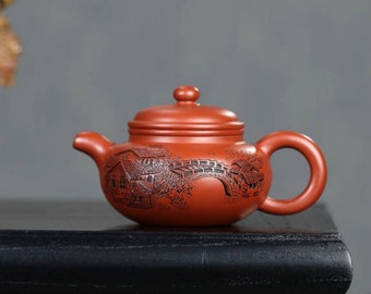 Yixing Zisha Teapot [Yi Jiangnan Fanggu Pot] 175ml | Full Handmade | Chinese Purple Clay Teapot | Gongfu Teapot