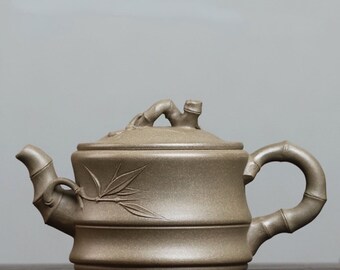 Yixing Zisha Teapot [Bamboo Pot] 300ml | Full Handmade | Chinese Purple Clay Teapot | Gongfu Teapot
