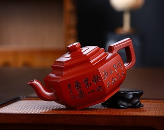 Full Handmade Yixing Zisha Teapot [Liufang Xue Hua Pot] 350ml (Gift Box Included) [YIQIN TEAWARE]