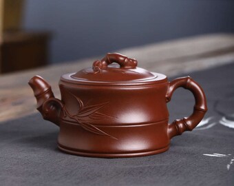 Yixing Zisha Teapot [Bamboo Pot] 260ml | Full Handmade | Chinese Purple Clay Teapot | Gongfu Teapot