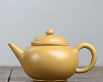 Yixing Zisha Teapot [Shui Ping Pot] 220ml | Full Handmade | Chinese Purple Clay Teapot | Gongfu Teapot