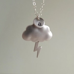 Storm Cloud Necklace – Personalized Initial, Sterling Silver Chain
